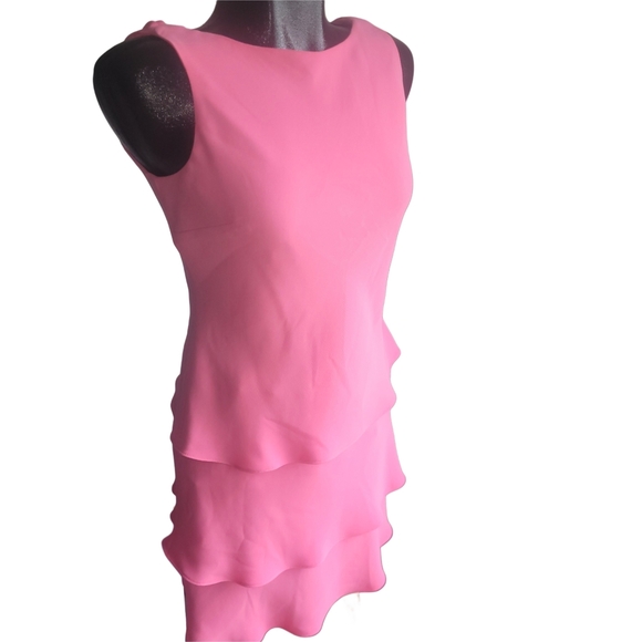 Evan Picone Sleeveless Pink Layered Dress 6P - Picture 2 of 6